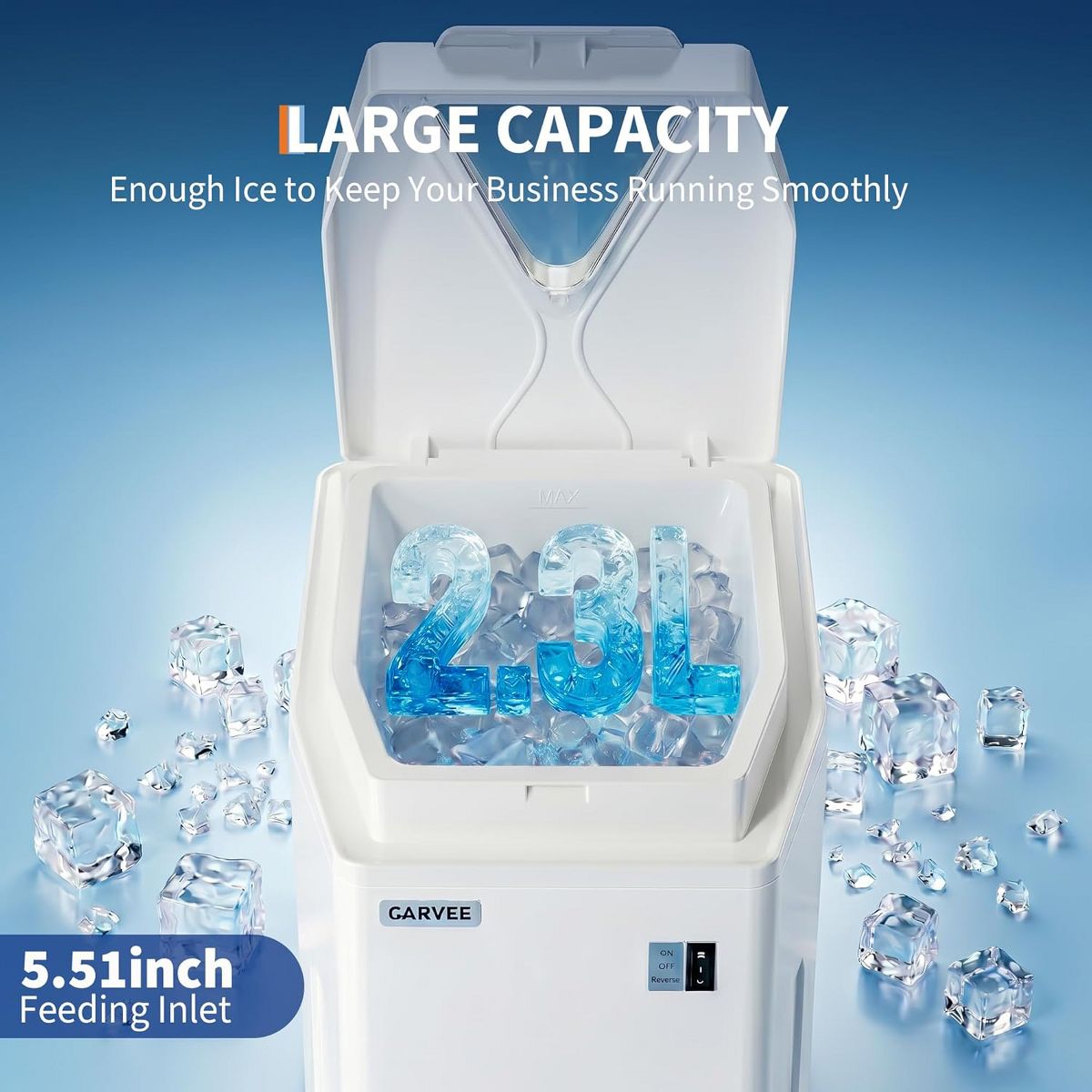 Garvee Tabletop Ice Crusher, High Efficiency 320RPM Shaved Ice Maker with Stainless Steel Blade, Ideal for Parties and Snack Bars - thumbnail 6