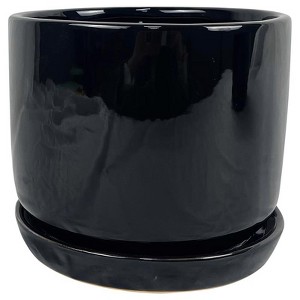 Border Concepts - Ceramic - Cover Pot - Black - 8 in. - Case of 4 - 1 of 1