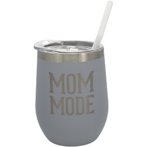 Pavilion Gift Company - Mom Mode - 12 oz Stemless Travel Tumbler with Straw - Portable Drinkware - 1 of 4