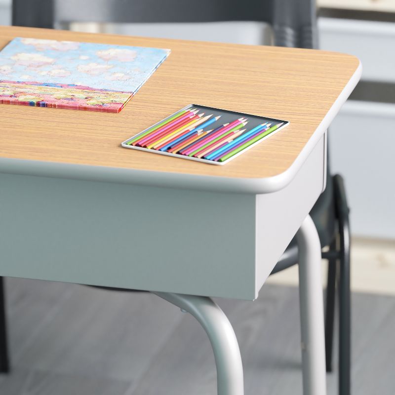 Emma and Oliver Student Desk with Open Front Metal Book Box - School Desk, 5 of 12