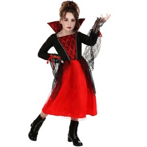 HalloweenCostumes.com Kid's Regal Vampire Costume Dress | Vampire Costumes - 1 of 4