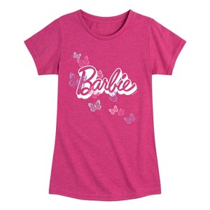 Girls' - Barbie - Butterfly Logo Fitted Short Sleeve Graphic T-Shirt - 1 of 3