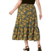 Agnes Orinda Women's Plus Size Stretchy High Waist Layered Flowy Pocket Casual Floral Maxi A Line Skirts - 4 of 4