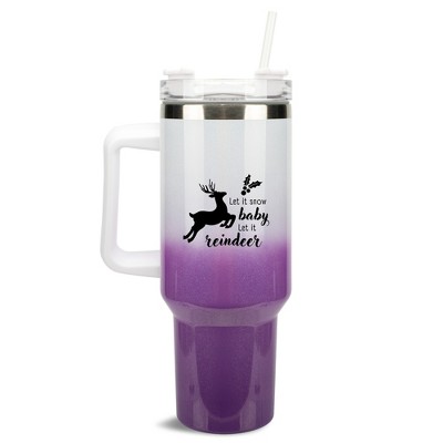 100 North Let It Snow Baby, Let It Reindeer Christmas Wrap-Around 40 Oz. Stainless Steel Water Bottle Coffee Mug, Spill & Leak Resistant, Travel