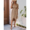 Women's Mini Fall Dress Ditsy Surplice V Neck Short Sleeve Elastic Waist Casual Summer Dresses - 2 of 4