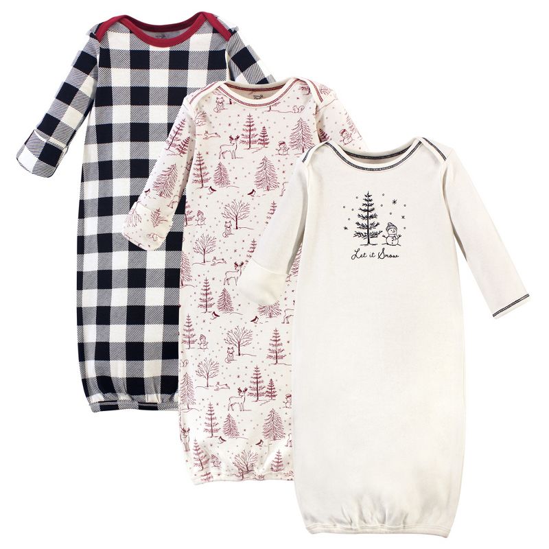 Touched by Nature Baby Organic Cotton Long-Sleeve Gowns 3pk, Winter Woodland, 1 of 6