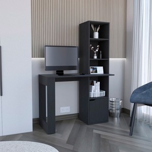 Vynxaria Writing Desk with Bookcase and Cabinet - Black - 1 of 4