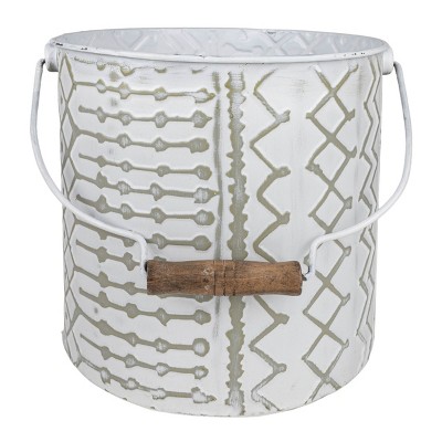 Multi Pattern Bucket Planter Metal & Wood - Foreside Home & Garden