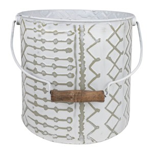 Multi Pattern Bucket Planter Metal & Wood - Foreside Home & Garden - 1 of 4