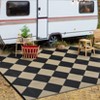 Outdoor Modern Woven Plastic Straw Rug Checkerboard Reversible Lightweight Portable Picnic Mat Large Area Rugs for Camping Garden Backyard - 3 of 4