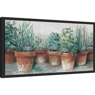 Herb Pots Still Life Canvas Print with Black Frame