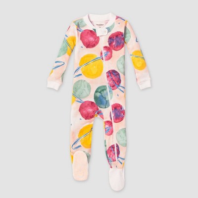 Image of Burt's Bees Baby® Baby Girls' 1pc Outerspace Snug Fit Footed Pajama - Pink 3-6M