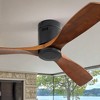52 Inch Low Profile Ceiling Fan DC 3 Solid Wood Fan Blade Noiseless Reversible Motor Remote Control Without Light - 4 of 4