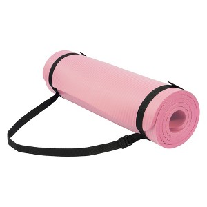 Fitvids 1/2-Inch Thick High Density Foam Exercise Yoga Mat with Carrying Strap, For Cushioning The Body Against Hard Floors, Pale Pink - 1 of 4