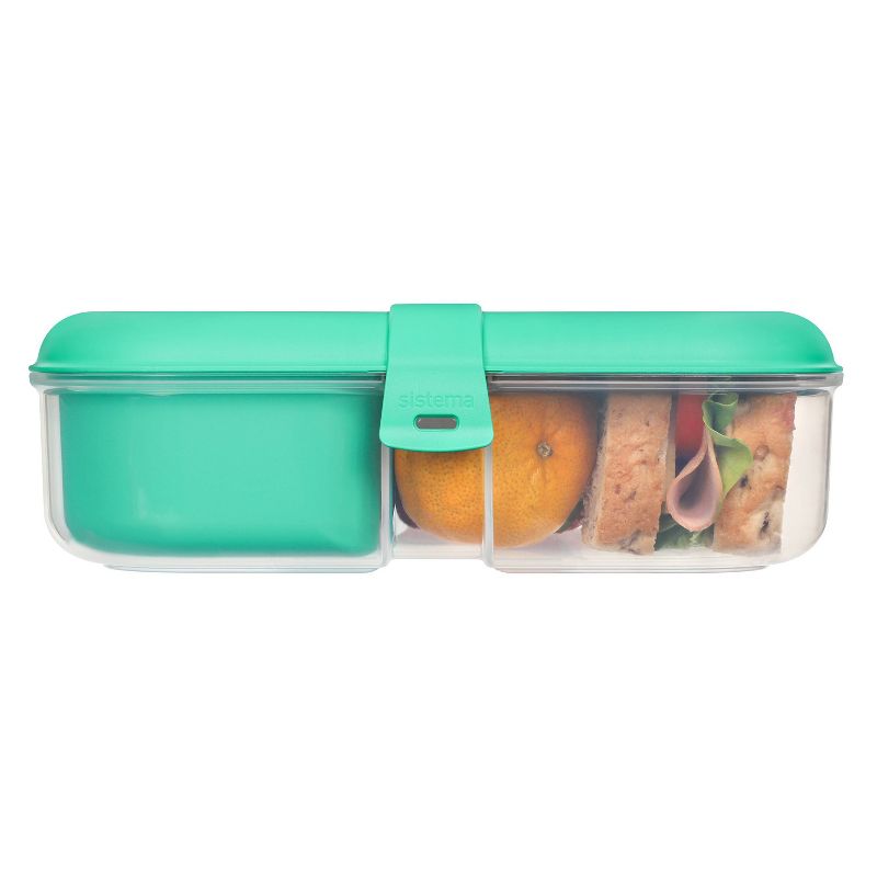 sistema 37.8oz Plastic Bento Ribbon Food Storage Box Green, 2 of 6