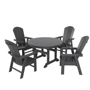 WestinTrends 5 Piece Outdoor Patio Dining Round Table and Curved Back Armchair Set - 1 of 2