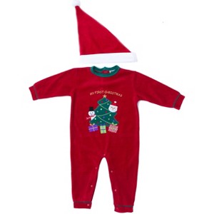 Just Love Christmas Coverall for Baby & Infant with Matching Santa Hat - 1 of 2