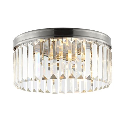 Ruslen 13" Brushed Nickel Crystal LED Flush Mount Light