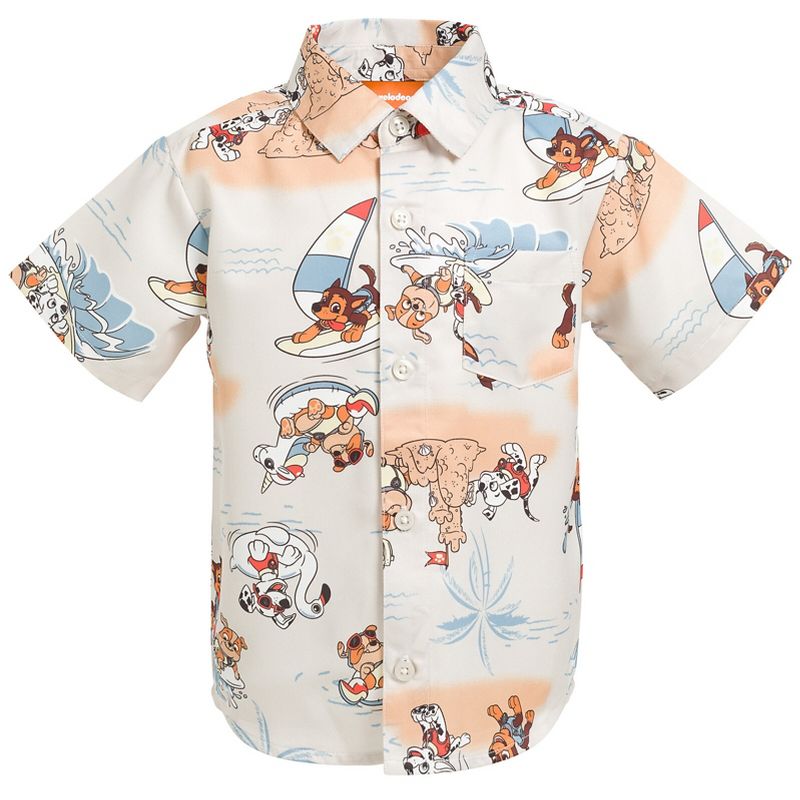 Paw Patrol Rubble Marshall Chase Hawaiian Button Down Shirt Toddler to Big Kid, 1 of 10