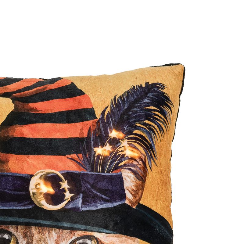 C&F Home 18" x 18" Witch Cat Light-Up LED Halloween Throw Pillow by Two Can Art, 2 of 5