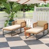 Costway 1/2 PCS Outdoor Furniture Set Patio Acacia Wood Armchair with Long Ottoman Cozy Seat - 2 of 4