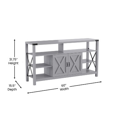 Coastal Gray 60" Rustic Media Console with Cabinet and Shelves