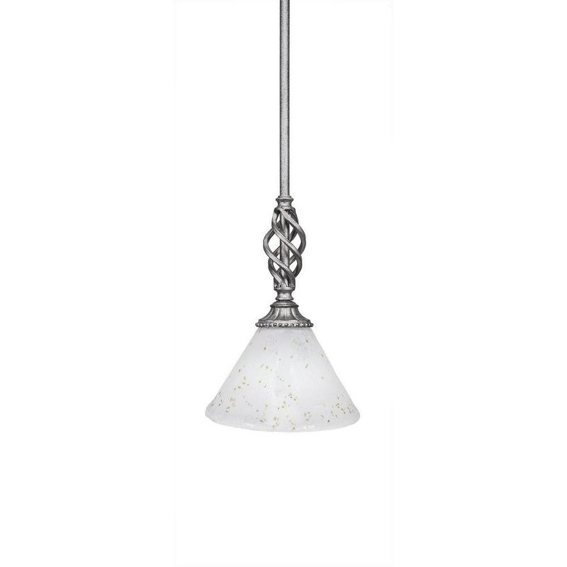 Toltec Lighting Elegante 1 - Light Pendant in  Aged Silver with 7" Gold Ice Shade, 1 of 2