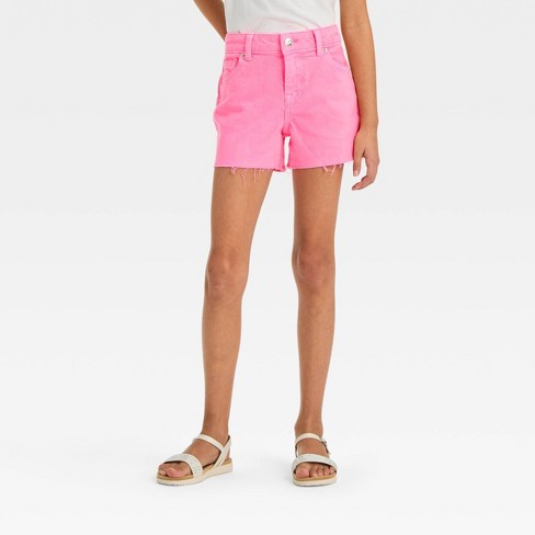 Neon denim shorts fashion