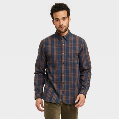 Houston White Adult Scots Plaid Woven Button-Down Shirt - Navy/Brown