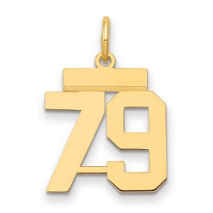 Black Bow Jewelry 14k Yellow Gold, Athletic Collection, Small Polished Number 79 Pendant - 1 of 3