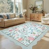 Washable Scalloped Area Rugs Floral Printed Dining Room Carpet Non Slip Low Pile Accent Rug Farmhouse Snake Indoor Floor Cover for Living Room - 3 of 4
