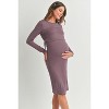 Hello Miz Women's Bodycon Long Sleeve Side Ties Maternity Nursing Friendly Dress - 2 of 4
