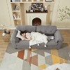 TYBOATLE 87" Mid-Century Modern Sofa with USB Charger & Side Pocket, Comfy Tufted 2/3 Seater Couch for Living Room, Apartment, Office (Dark Grey) - 2 of 4