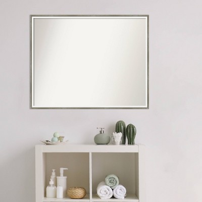 Lucie Silver Wood Rectangular Bathroom Vanity Mirror