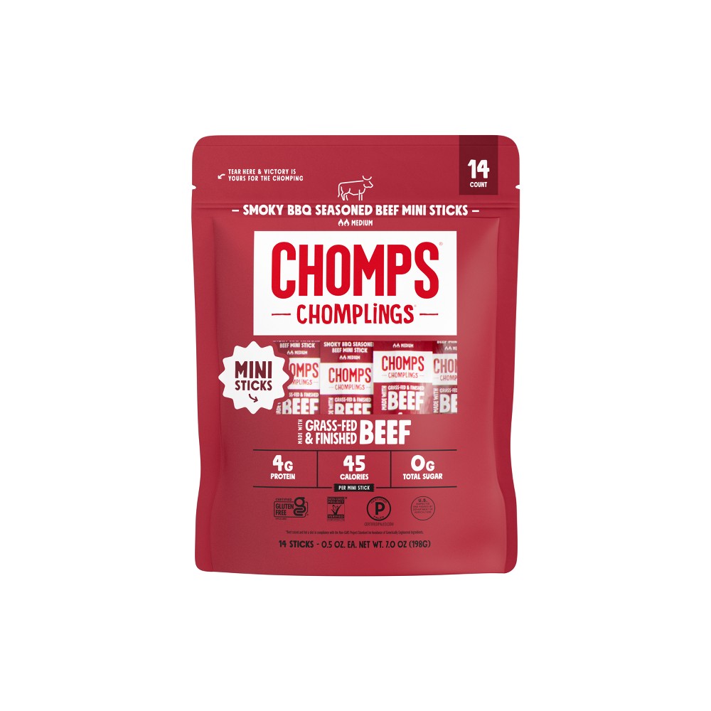 Chomps Chomplings Smoky BBQ Beef Mini Sticks - 7oz/14ct