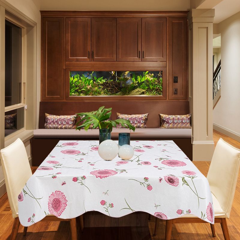 35"x35" Square Vinyl Water Oil Resistant Printed Tablecloths Pink Sunflower - PiccoCasa, 3 of 5