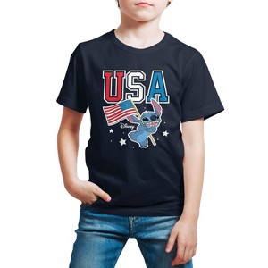 Boys' - Lilo and Stitch - USA Stitch Short Sleeve Graphic T-Shirt - 1 of 4
