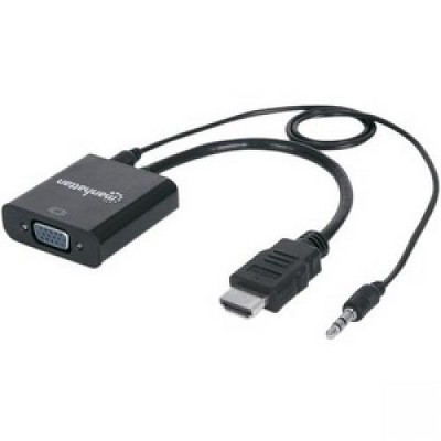 Manhattan HDMI Male to VGA Female Converter with Audio and Optional USB Micro-B Power Port