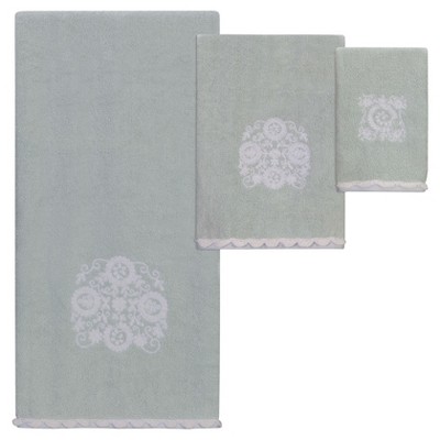 6pc Boho Towel Set Light Gray/White - Creative Bath