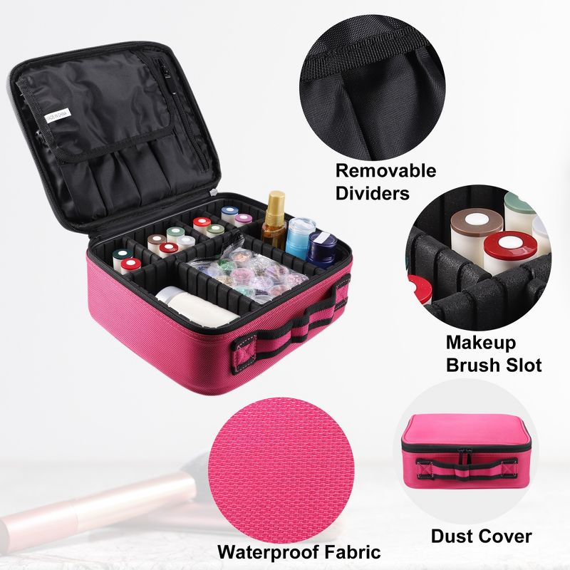 Unique Bargains Makeup Bag Organizer with Adjustable Removable Dividers for Cosmetics Makeup Brushes 1Pcs, 2 of 7