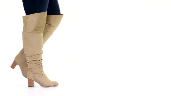 Journee Collection Womens Kaison Wide Width Extra Wide Calf Stacked Heel Over The Knee Boots, 2 of 11, play video