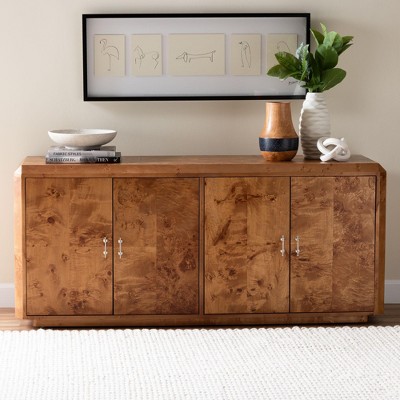 bali & pari Valora Modern and Contemporary Natural Mappa Burl Wood 4-Door Sideboard Buffet