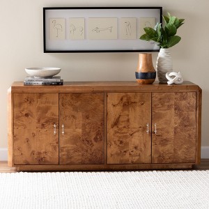 bali & pari Valora Modern and Contemporary Natural Mappa Burl Wood 4-Door Sideboard Buffet - 1 of 4