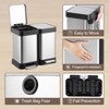 10/13 Gallon Dual Trash and Recycling Bin Fingerprint Proof Stainless Steel Kitchen Garbage Can with Double Lid - 4 of 4