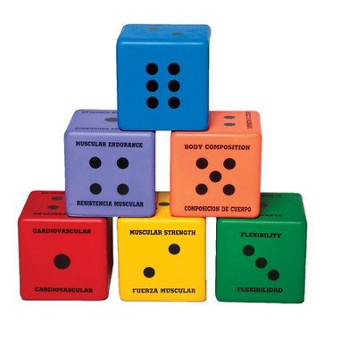 Sportime Five Components of Fitness Dice, Assorted Colors, set of 6