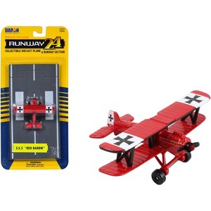 Royal Aircraft Factory S.E.5 Fighter Aircraft Red "Red Baron Livery" with Runway Section Diecast Model Airplane by Runway24 - 1 of 3