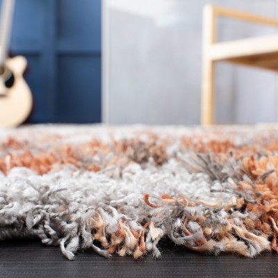 Horizon Grey and Rust Abstract Shag Square Rug