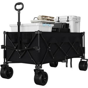 Collapsible Utility Wagon Cart with All Terrain Wheels, Heavy Duty Foldable Beach Wagon, 460 Lb Capacity, 350 L, Portable Shopping Cart - 1 of 4