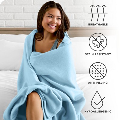 Light Blue Twin Fleece Reversible Blanket