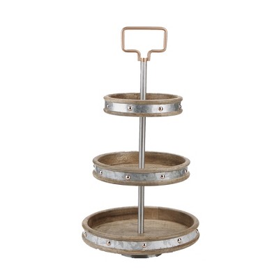 Mind Reader Silver 3 Tier Round Serving Dessert Display Tray